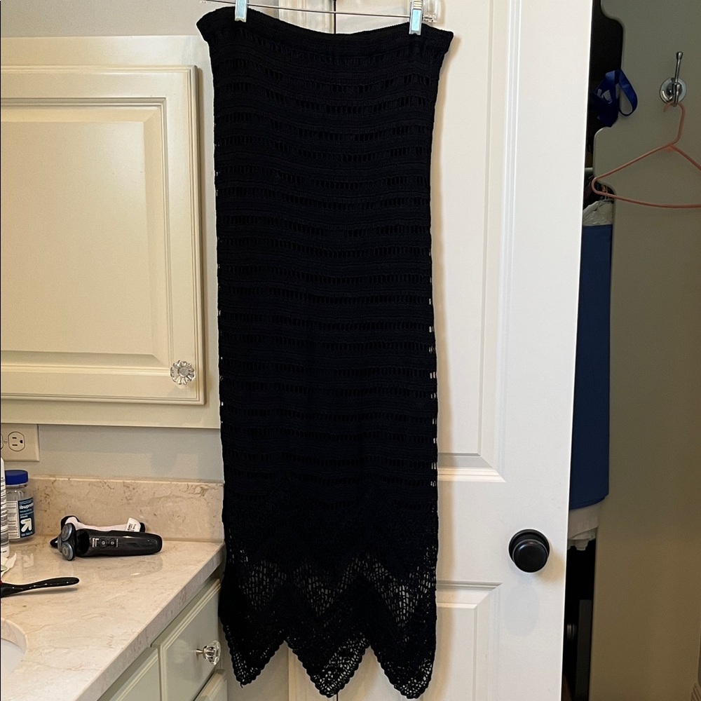 Chico's Black Crochet Maxi Skirt